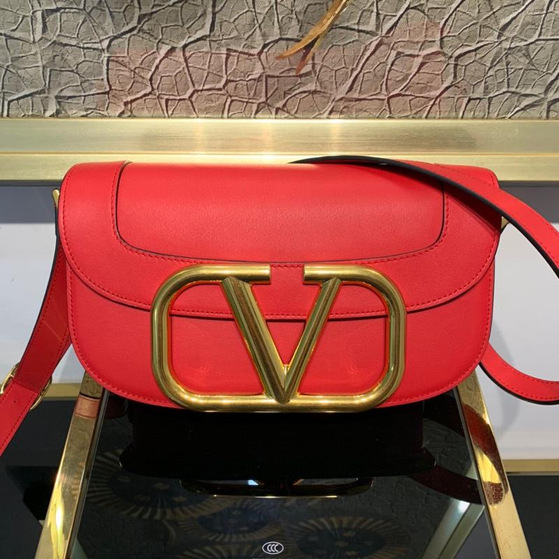 Valentino Shoulder Tote Bags VA1011 Plain Gold Button Red